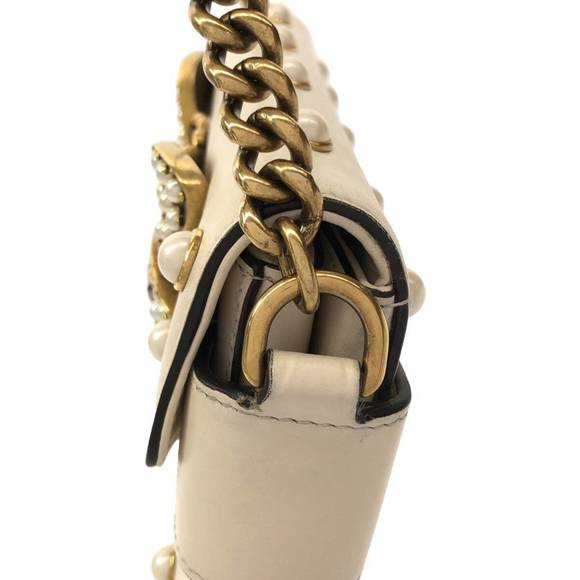 Gucci Chain Shoulder Bag Margaret White Ivory Bee Broadway Queen - Picture 9 of 12